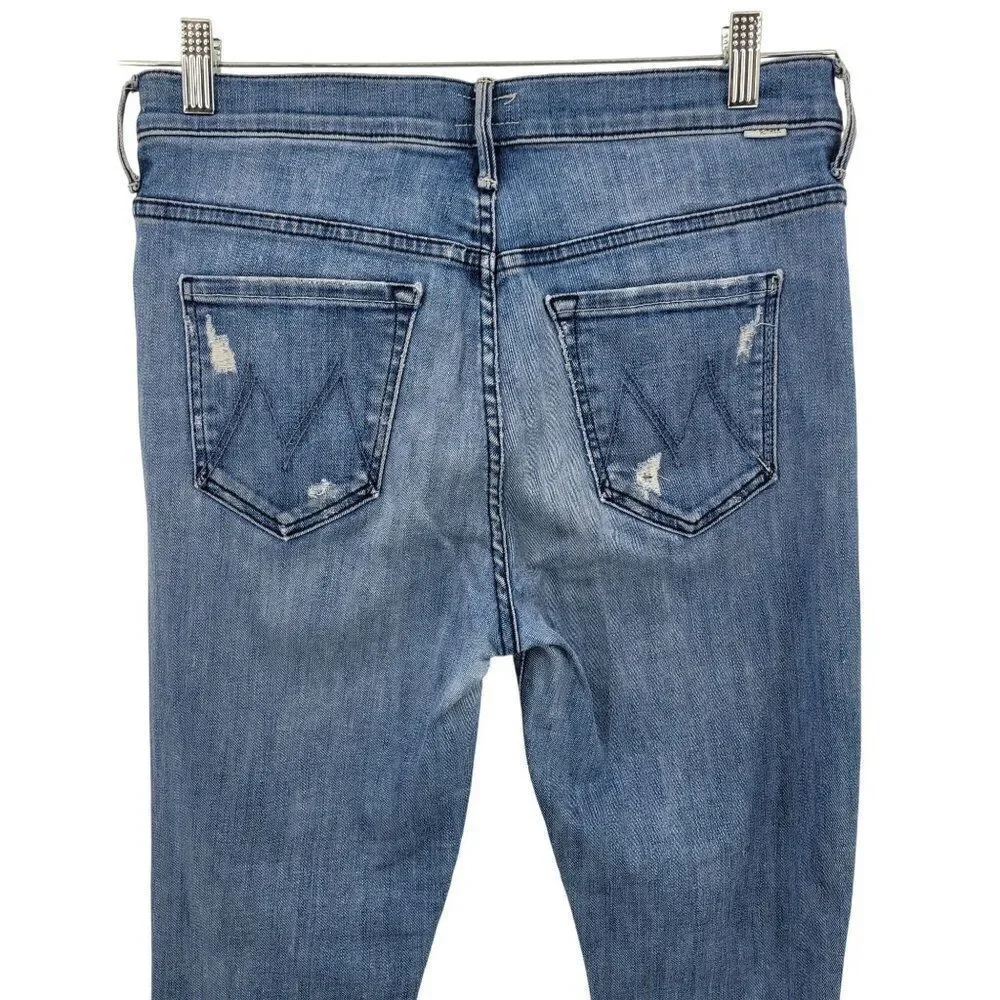 Mother The Stunner Ankle Fray Graffiti Girl Jeans 29 Medium Wash - Picture 11 of 14